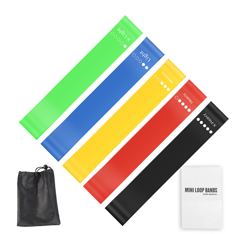 Yoga Fitness Resistance Band - 5개 TPE 저항 밴드 세트(보관 가방